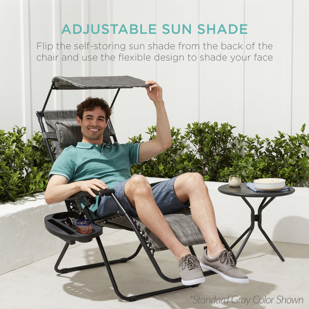 30" Zero Gravity Lounge Chair with Adjustable Canopy – Foldable Outdoor Recliner for Ultimate Relaxation