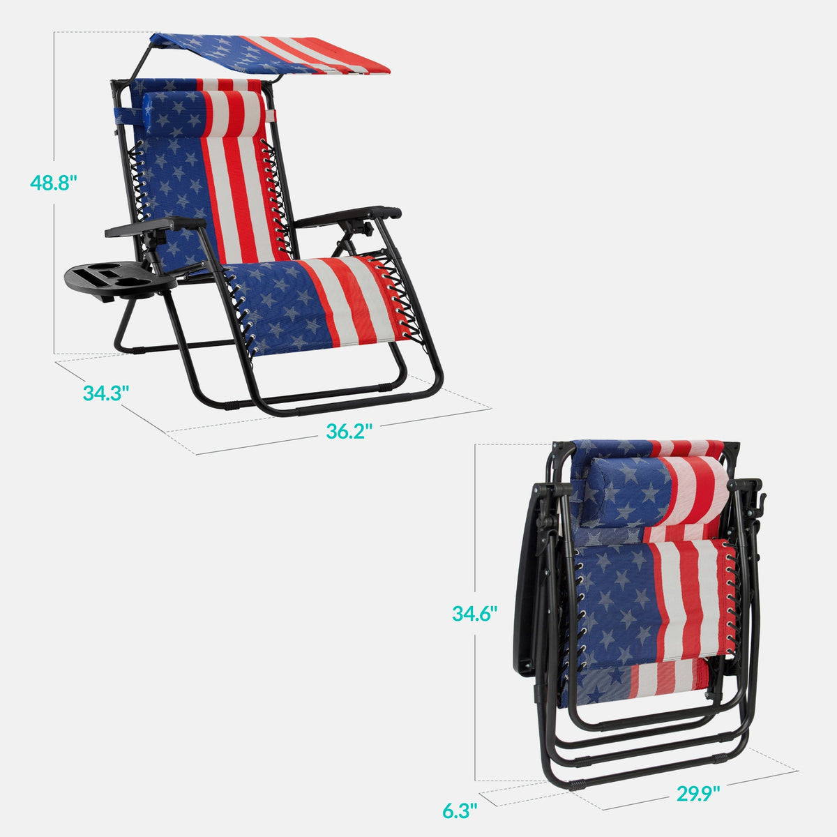 30" Zero Gravity Lounge Chair with Adjustable Canopy – Foldable Outdoor Recliner for Ultimate Relaxation