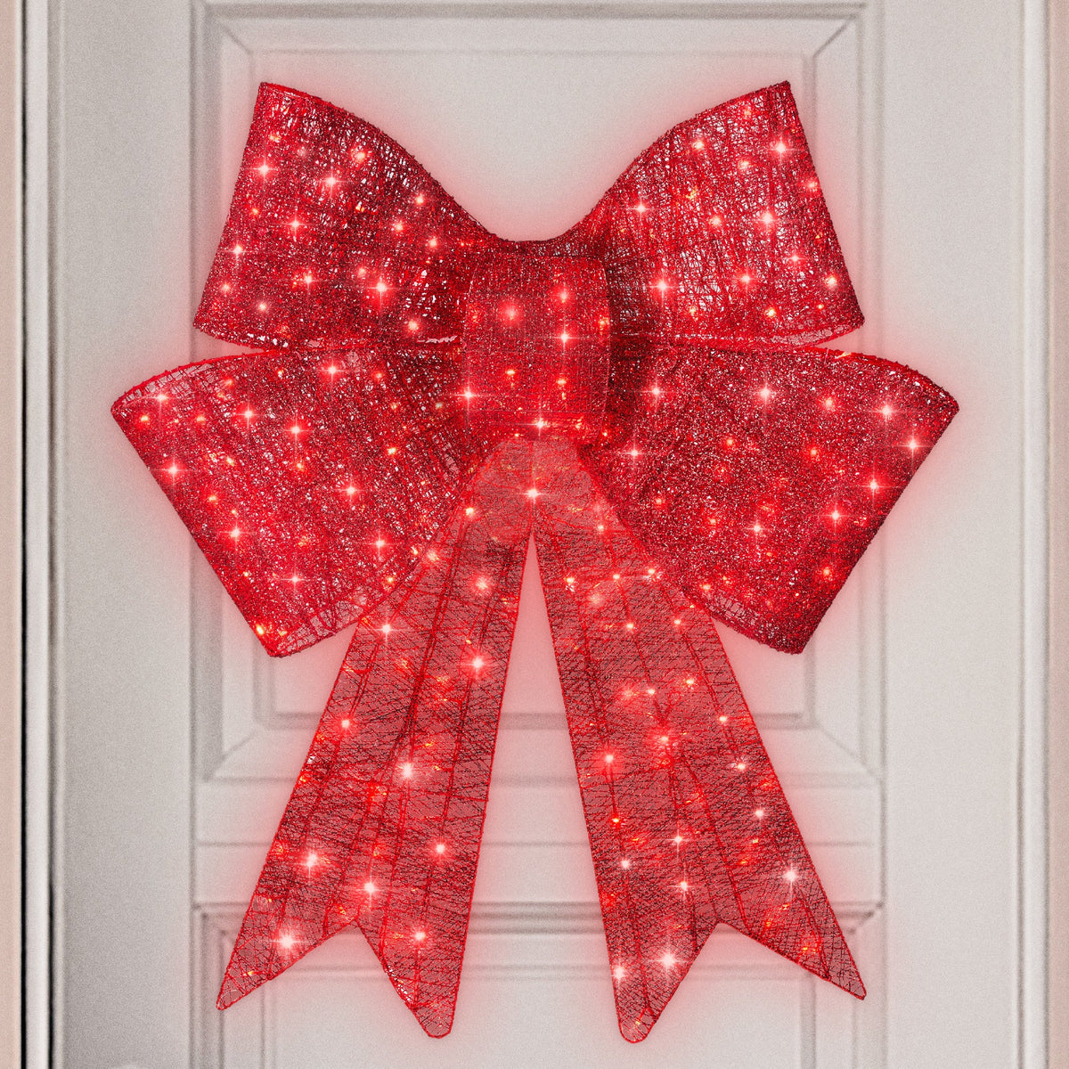 Pre-Lit XL Christmas Bow with LED Lights – Oversized Outdoor Holiday Decoration for a Festive Christmas Glow