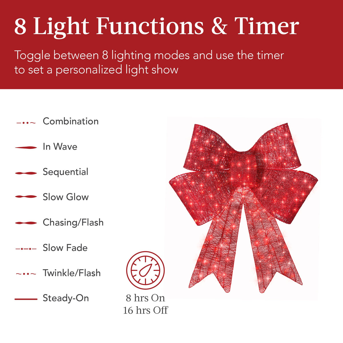 Pre-Lit XL Christmas Bow with LED Lights – Oversized Outdoor Holiday Decoration for a Festive Christmas Glow