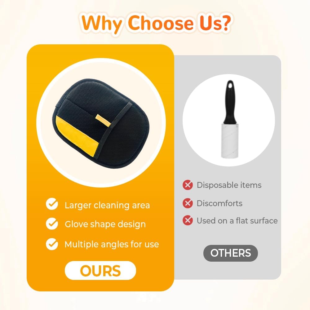 Reusable Pet Hair Remover Gloves – Effortlessly Remove Cat & Dog Hair from Furniture, Carpets & Car Seats
