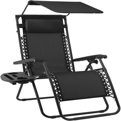 30" Zero Gravity Lounge Chair with Adjustable Canopy – Foldable Outdoor Recliner for Ultimate Relaxation