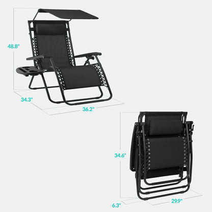 30" Zero Gravity Lounge Chair with Adjustable Canopy – Foldable Outdoor Recliner for Ultimate Relaxation