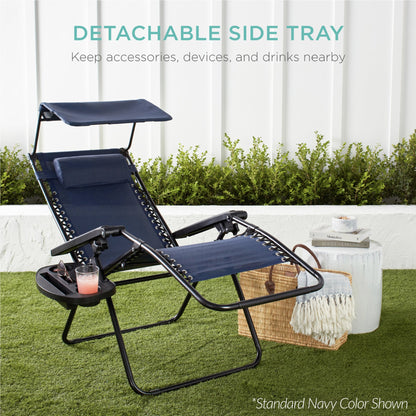 30" Zero Gravity Lounge Chair with Adjustable Canopy – Foldable Outdoor Recliner for Ultimate Relaxation