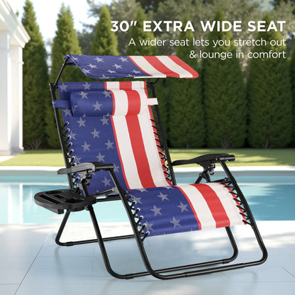 30" Zero Gravity Lounge Chair with Adjustable Canopy – Foldable Outdoor Recliner for Ultimate Relaxation