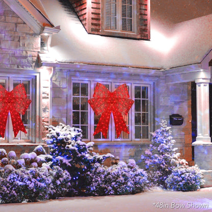 Pre-Lit XL Christmas Bow with LED Lights – Oversized Outdoor Holiday Decoration for a Festive Christmas Glow