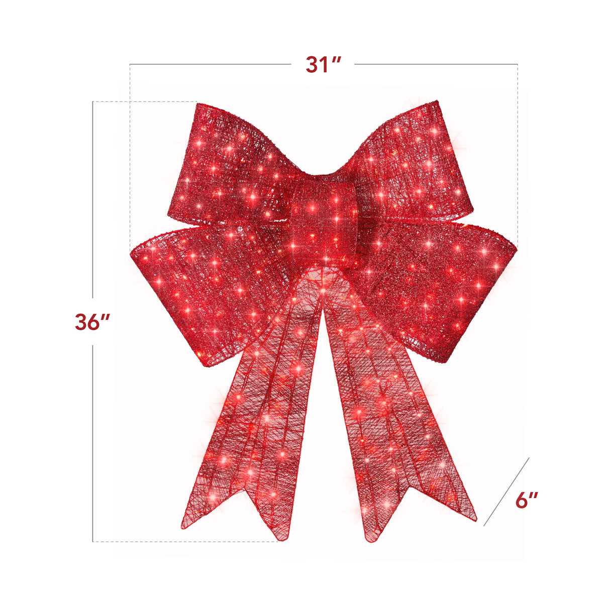 Pre-Lit XL Christmas Bow with LED Lights – Oversized Outdoor Holiday Decoration for a Festive Christmas Glow